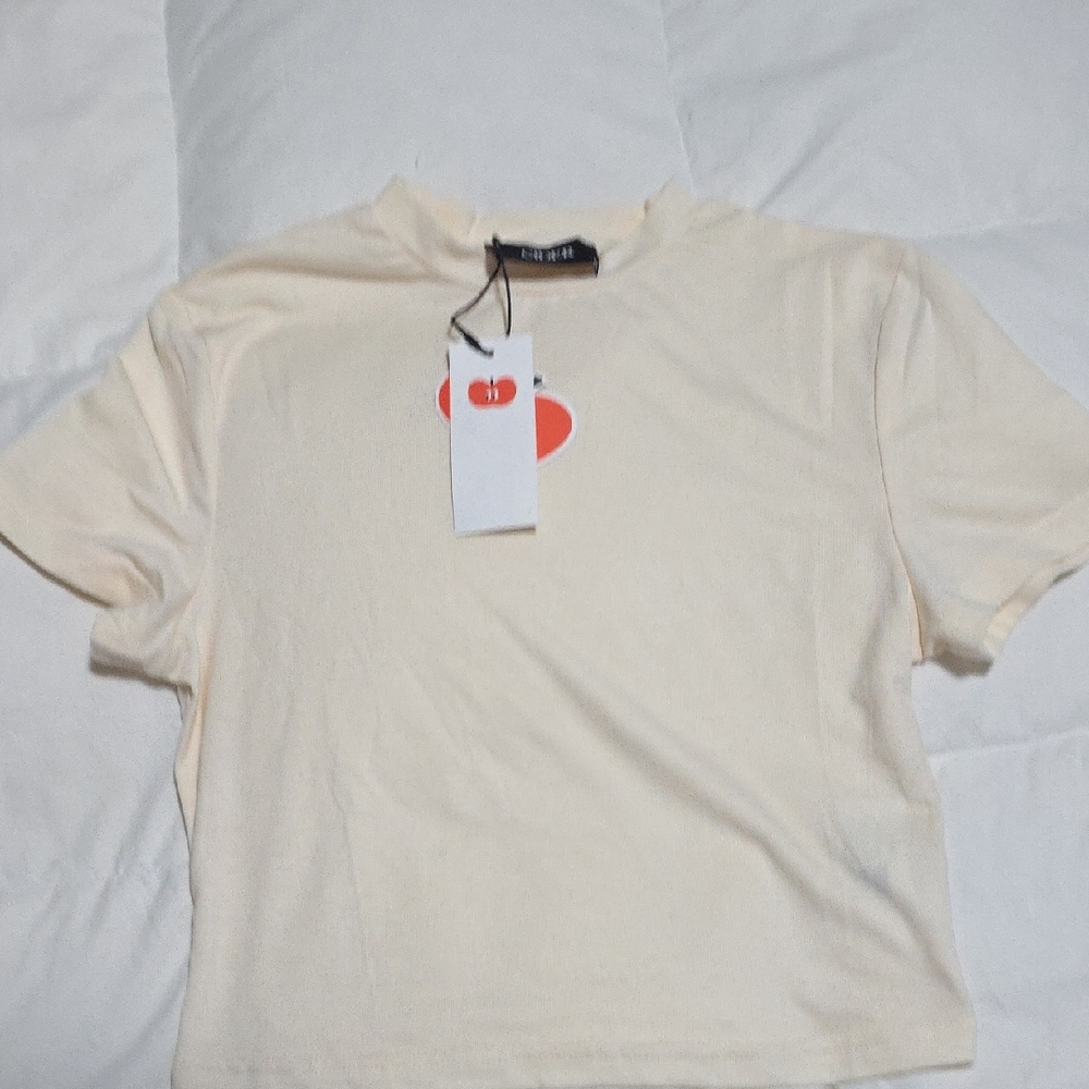 Cider Cream Crop Top Short Sleeve Fitted